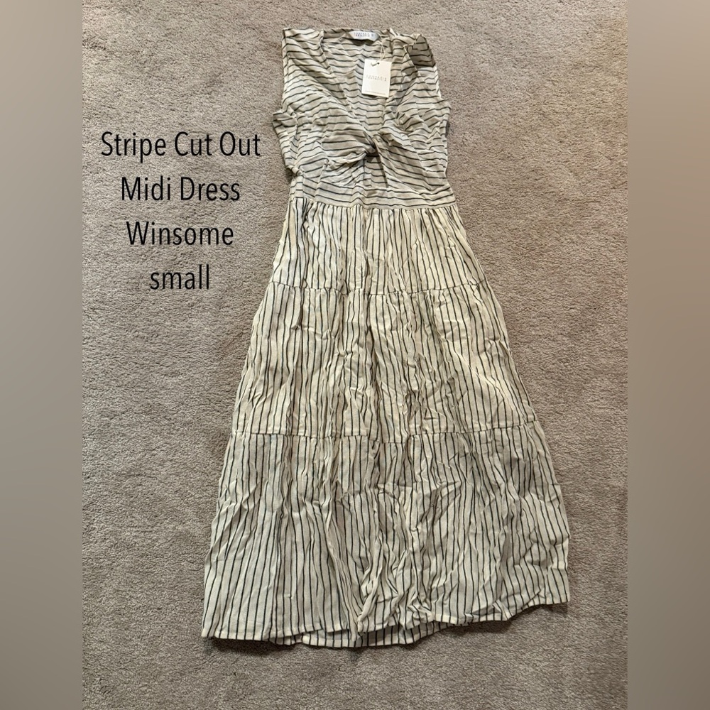 Striped Cutout Midi Dress